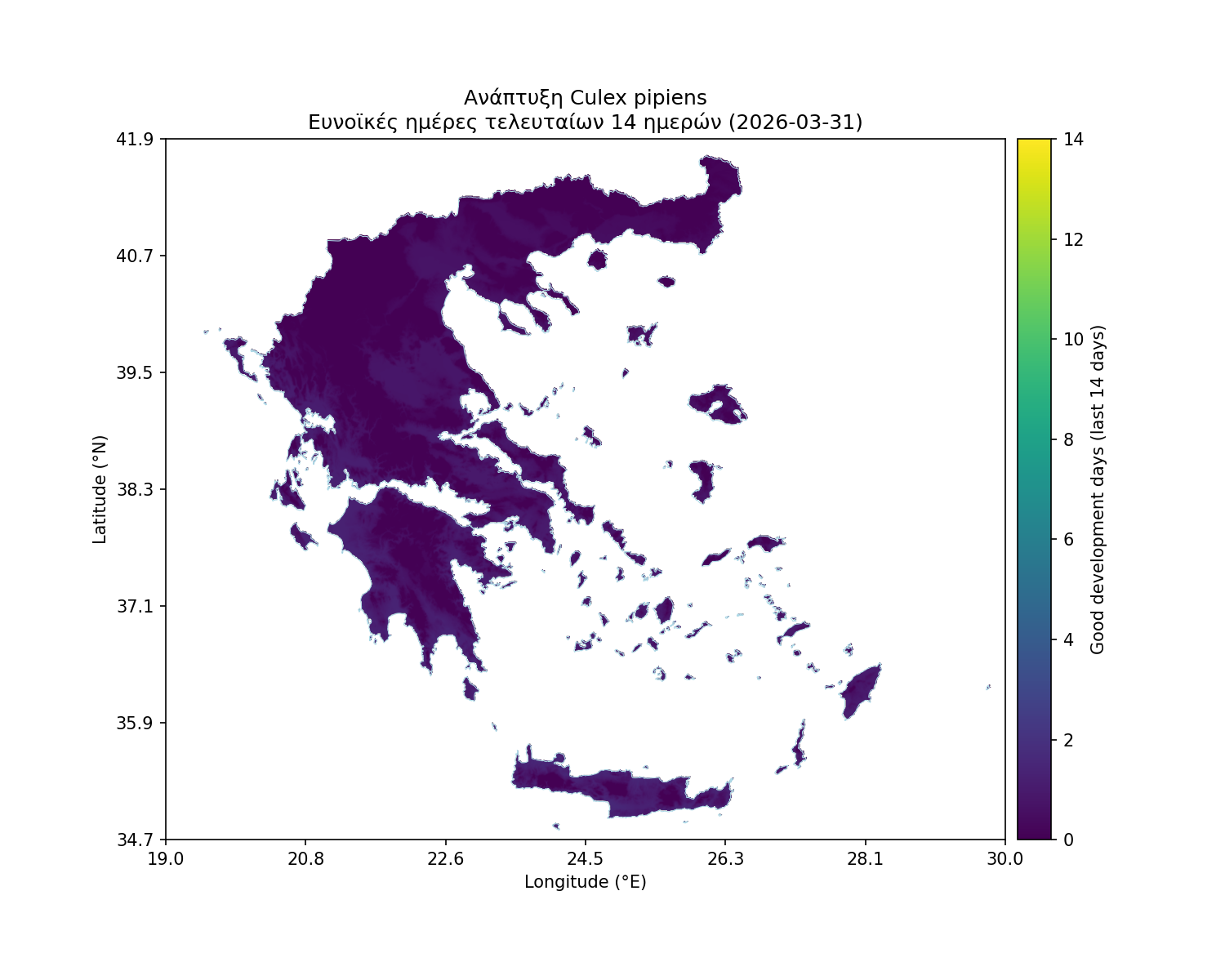 Χάρτης κλιματικής καταλληλότητας κουνουπιών